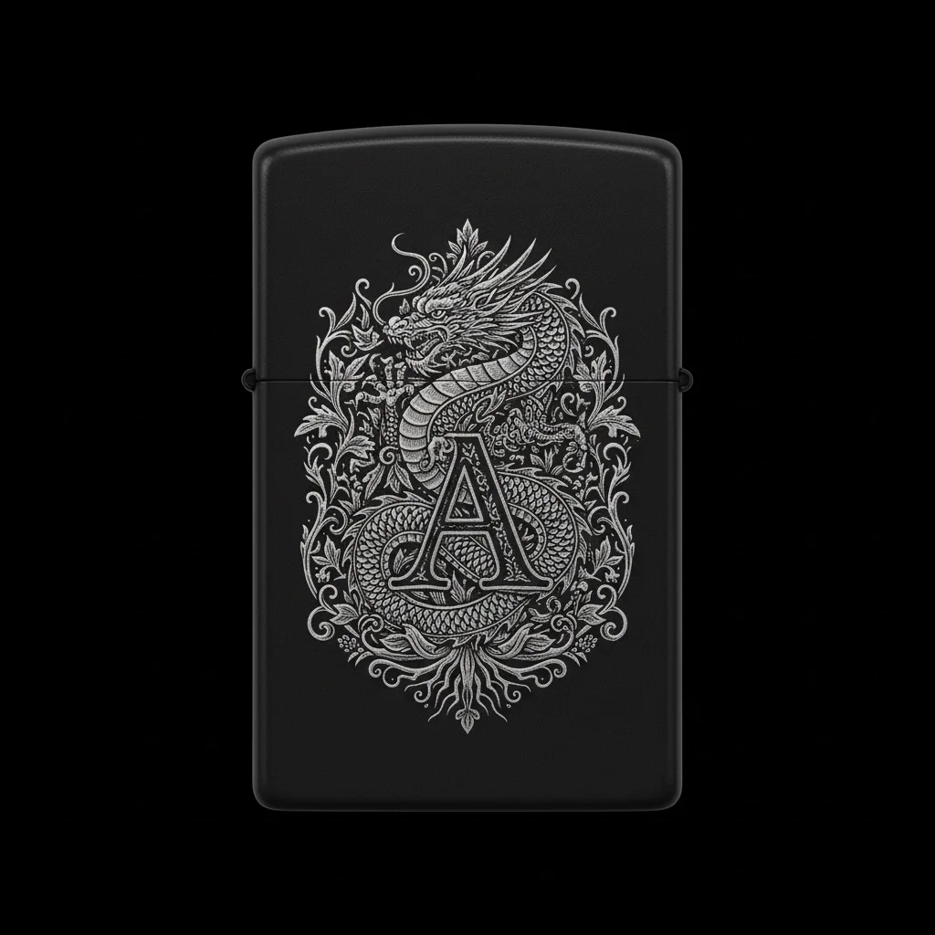 Zippo Ejderha Figürlü A Harfli Tasarım - V28