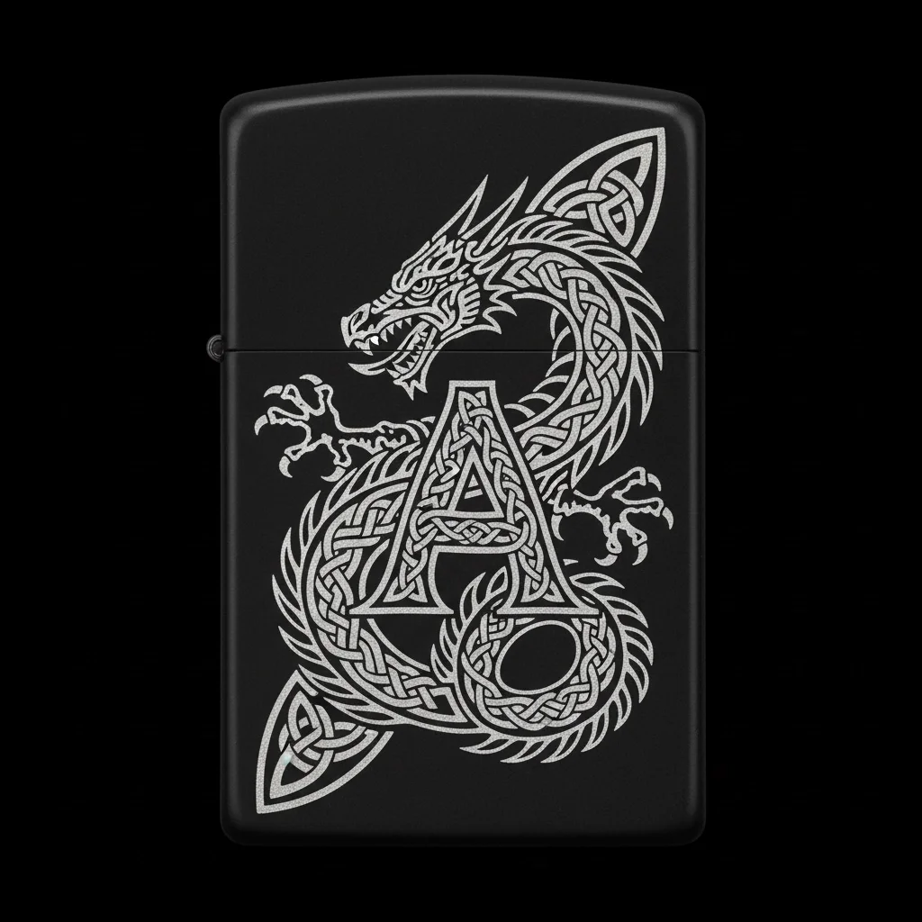 Zippo Ejderha Figürlü A Harfli Tasarım - V29