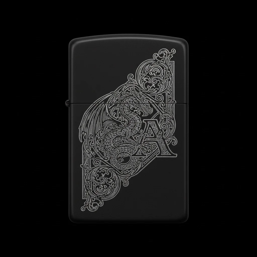 Zippo Ejderha Figürlü A Harfli Tasarım - V3