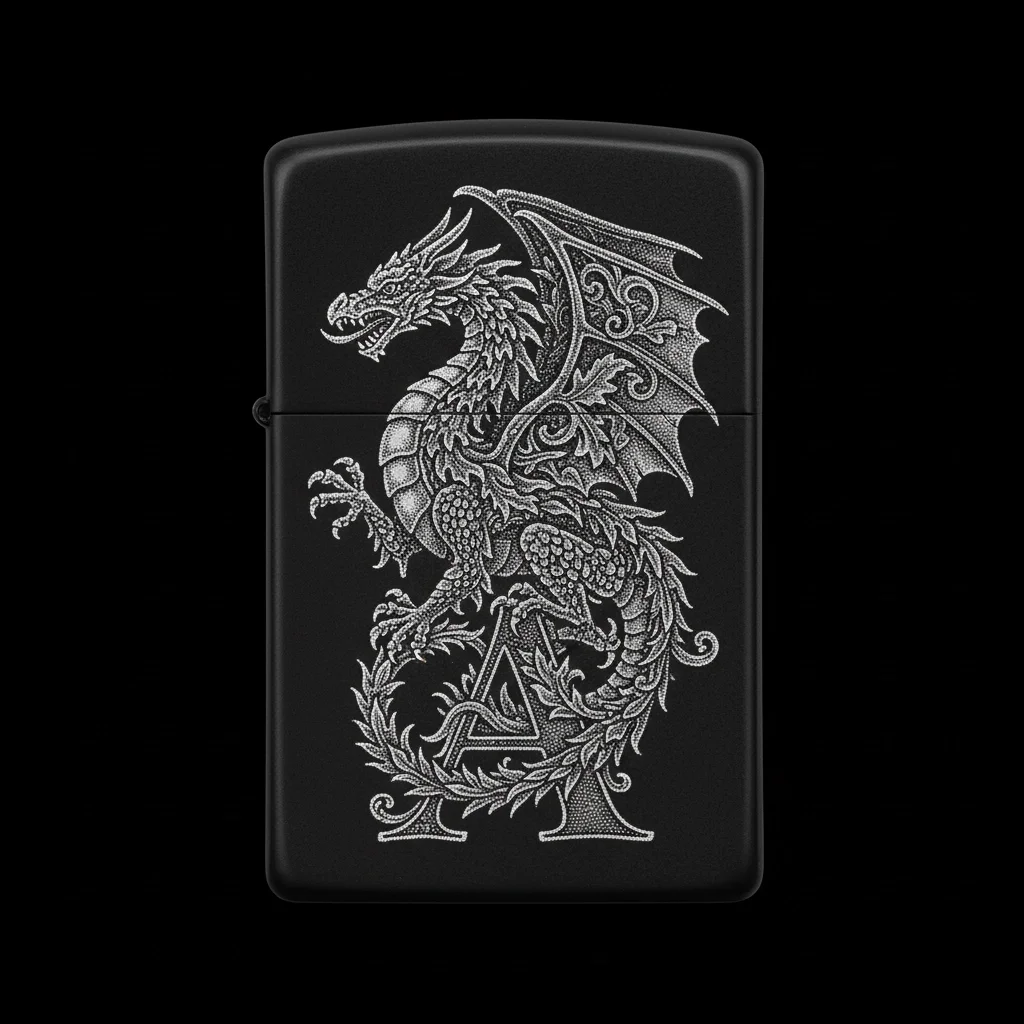 Zippo Ejderha Figürlü A Harfli Tasarım - V30