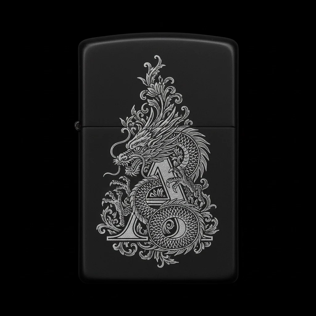 Zippo Ejderha Figürlü A Harfli Tasarım - V32