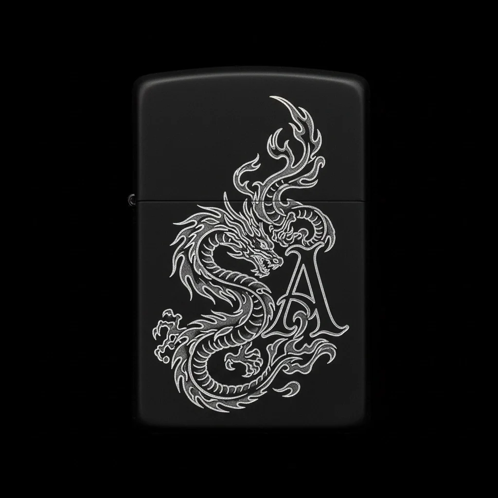 Zippo Ejderha Figürlü A Harfli Tasarım - V34