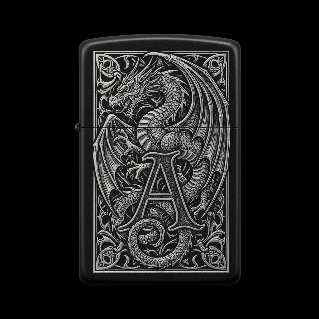 Zippo Ejderha Figürlü A Harfli Tasarım - V37