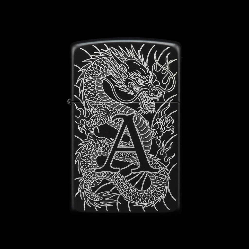 Zippo Ejderha Figürlü A Harfli Tasarım - V38