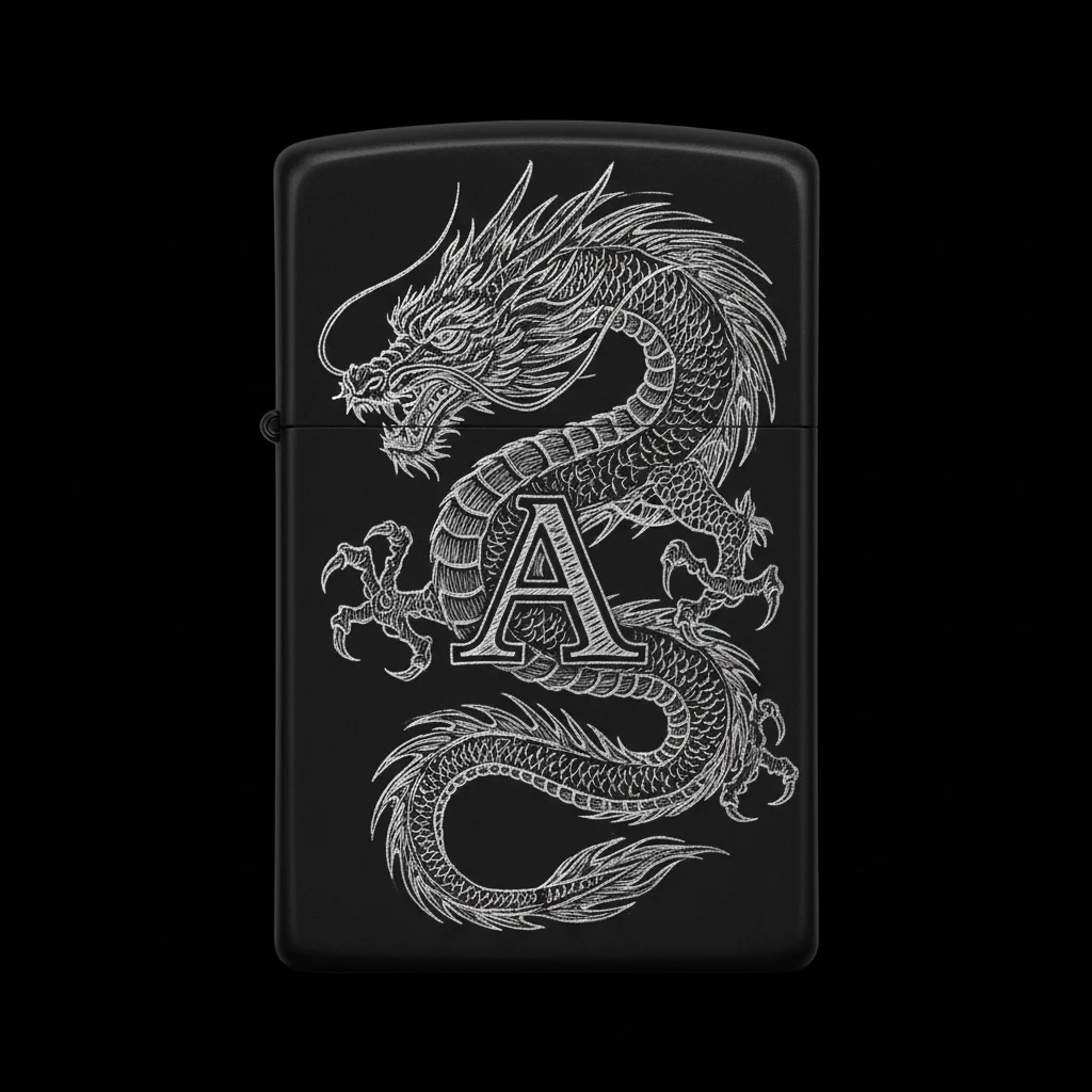 Zippo Ejderha Figürlü A Harfli Tasarım - V4