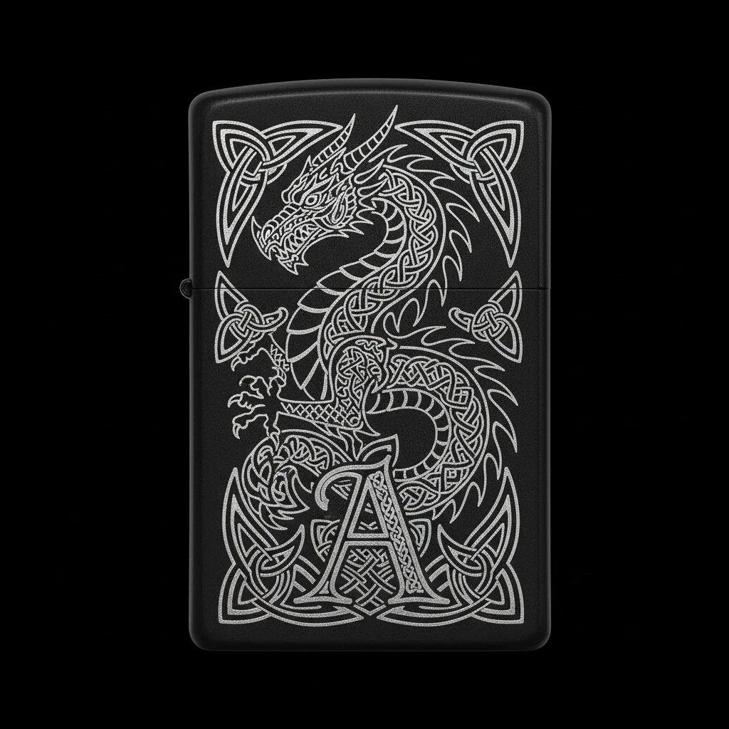 Zippo Ejderha Figürlü A Harfli Tasarım - V40