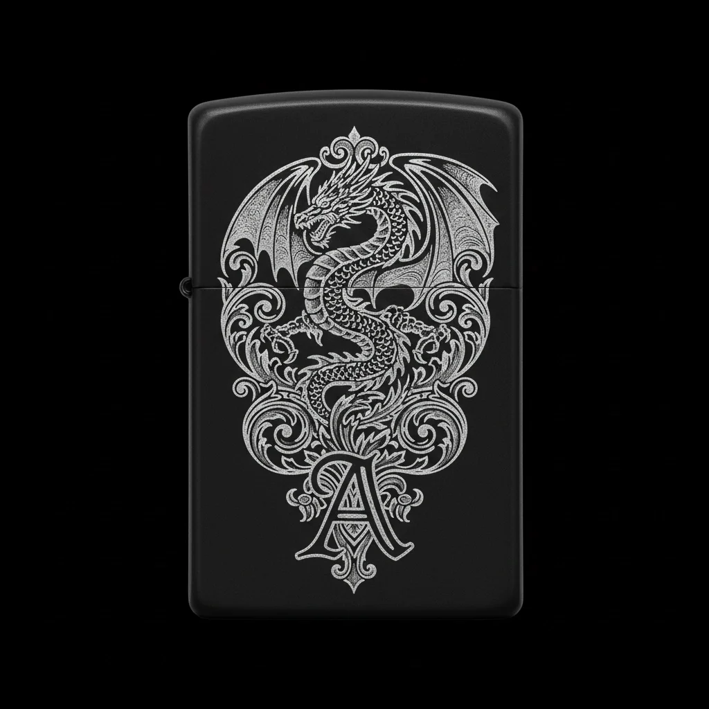 Zippo Ejderha Figürlü A Harfli Tasarım - V41