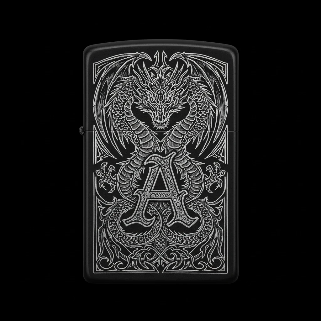 Zippo Ejderha Figürlü A Harfli Tasarım - V42