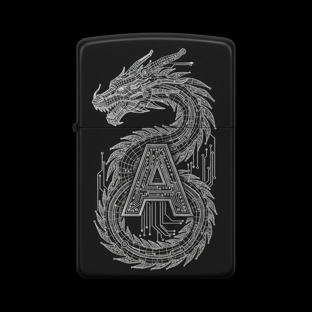 Zippo Ejderha Figürlü A Harfli Tasarım - V44
