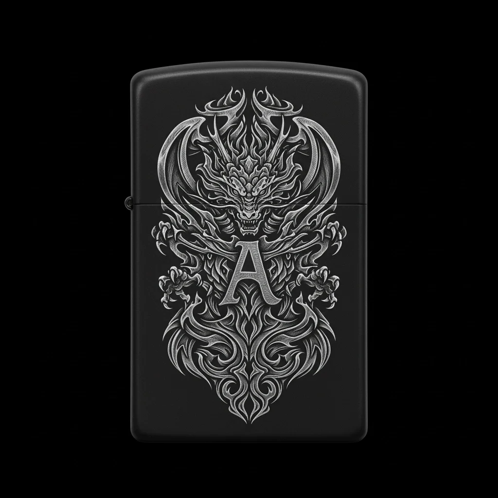 Zippo Ejderha Figürlü A Harfli Tasarım - V46