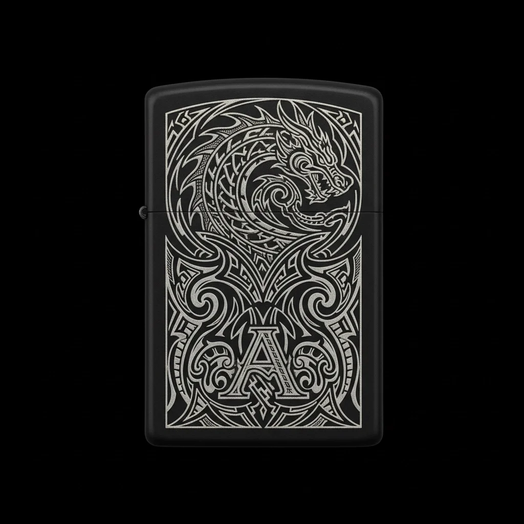 Zippo Ejderha Figürlü A Harfli Tasarım - V49