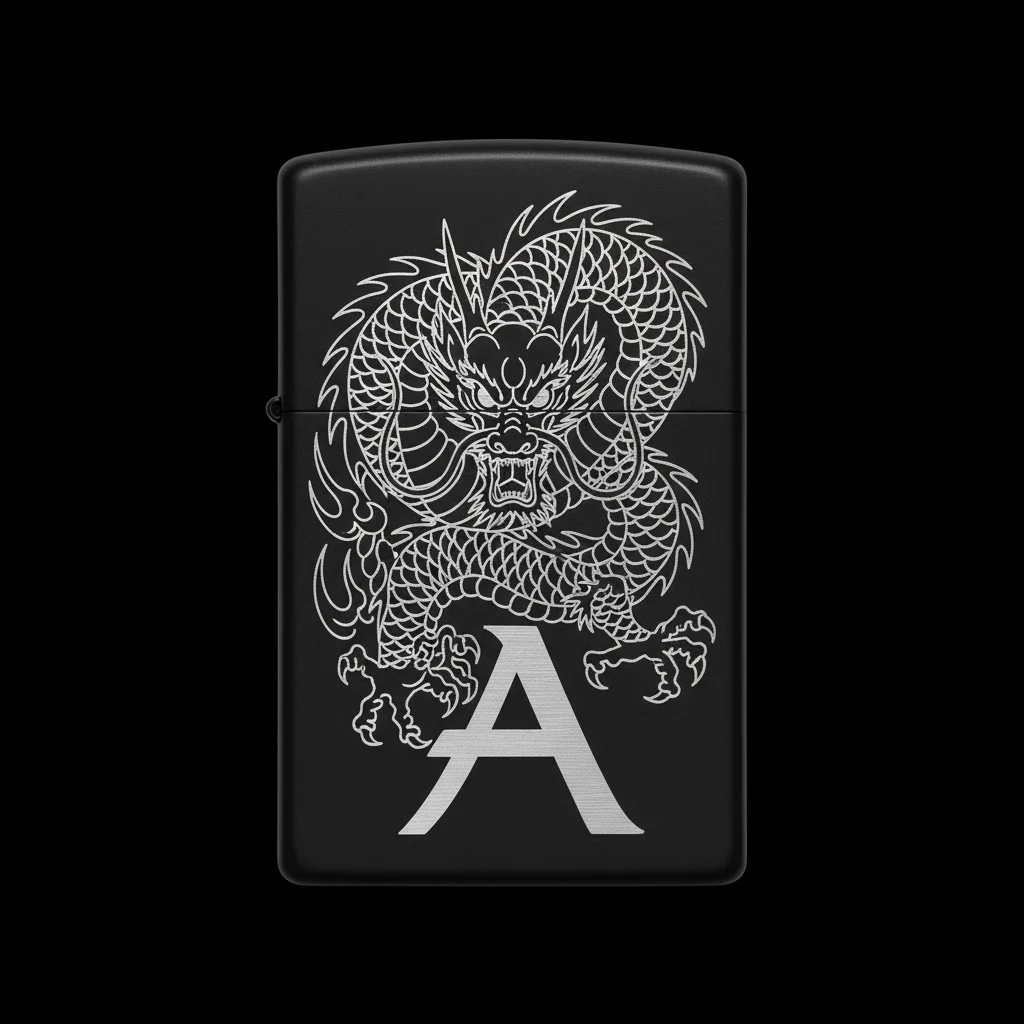 Zippo Ejderha Figürlü A Harfli Tasarım - V5