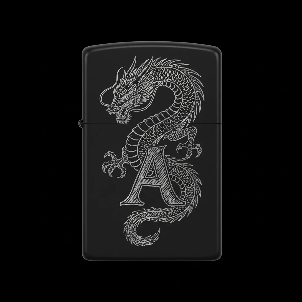Zippo Ejderha Figürlü A Harfli Tasarım - V50
