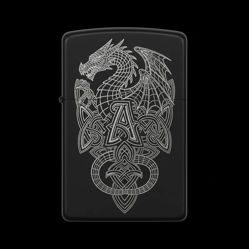 Zippo Ejderha Figürlü A Harfli Tasarım - V53
