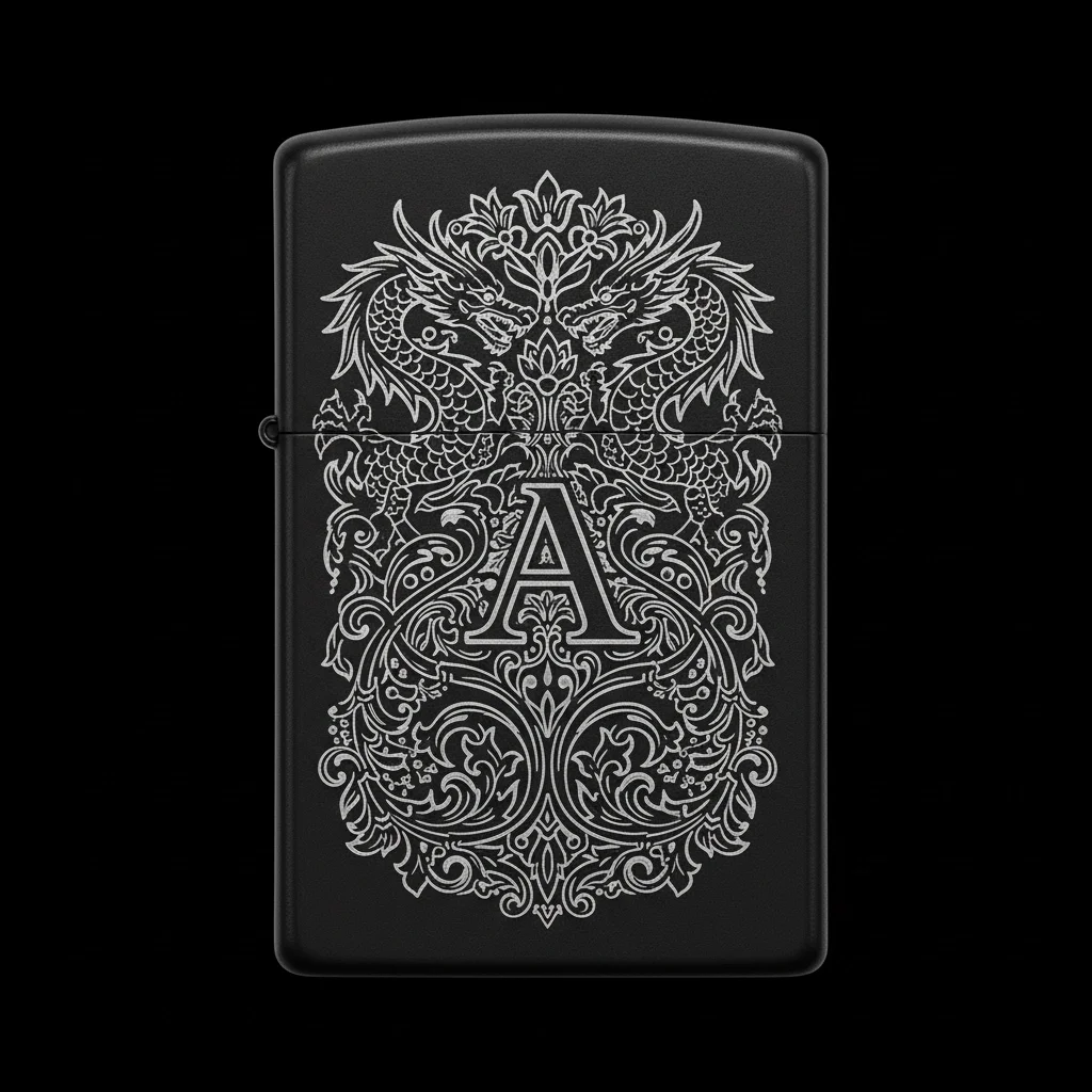 Zippo Ejderha Figürlü A Harfli Tasarım - V55