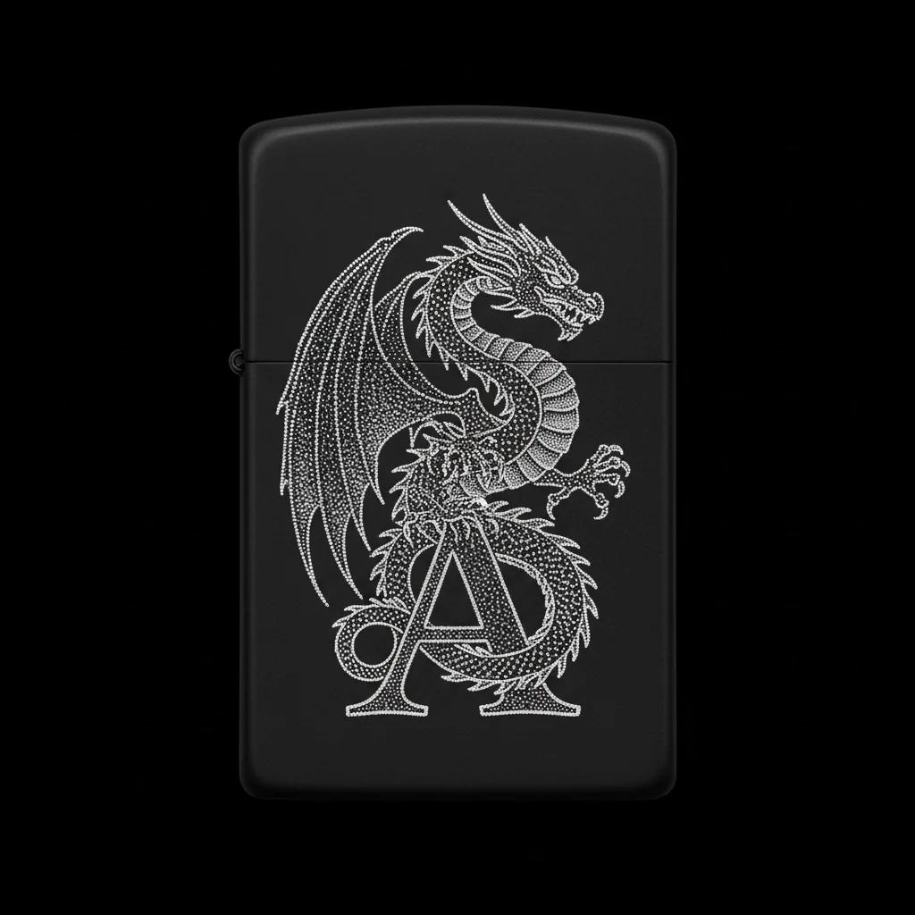Zippo Ejderha Figürlü A Harfli Tasarım - V56