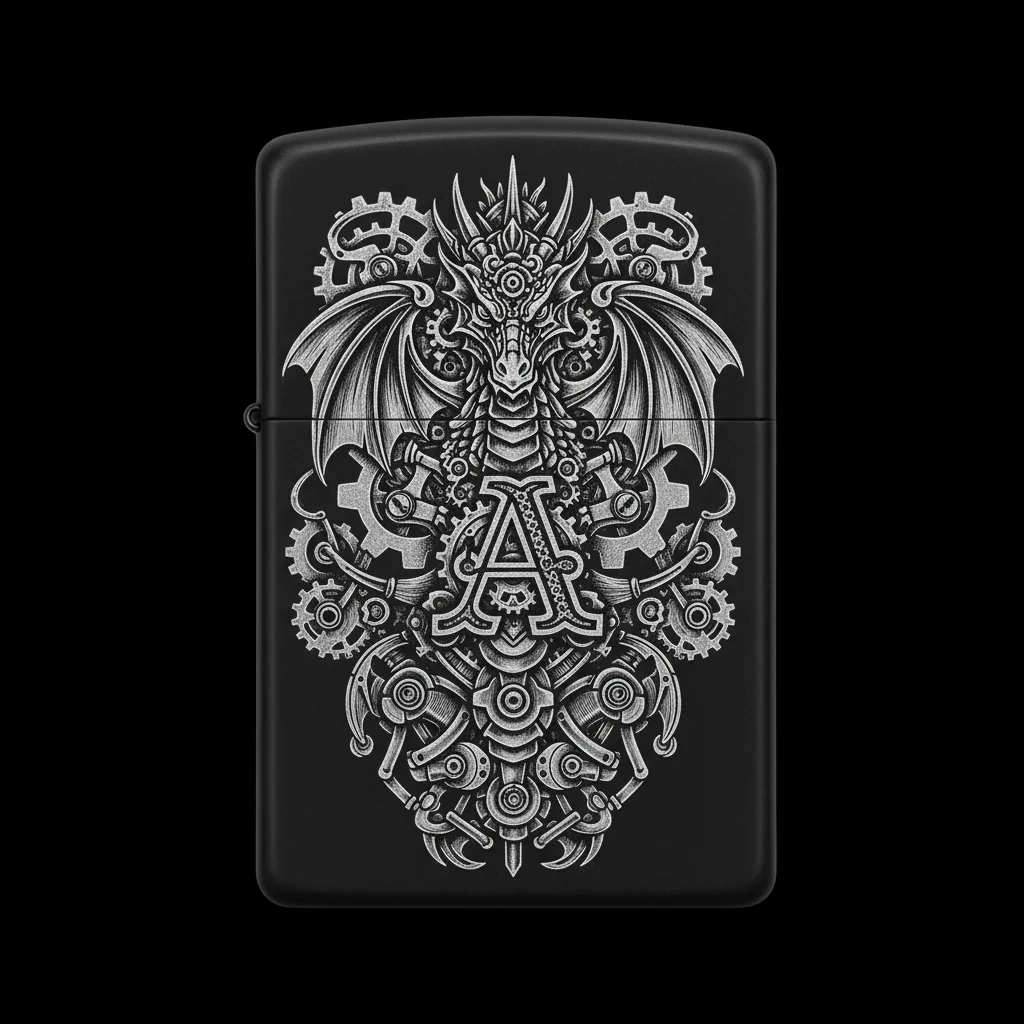 Zippo Ejderha Figürlü A Harfli Tasarım - V57