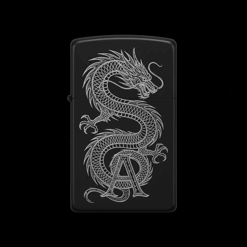 Zippo Ejderha Figürlü A Harfli Tasarım - V60