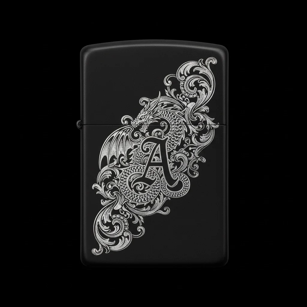 Zippo Ejderha Figürlü A Harfli Tasarım - V61