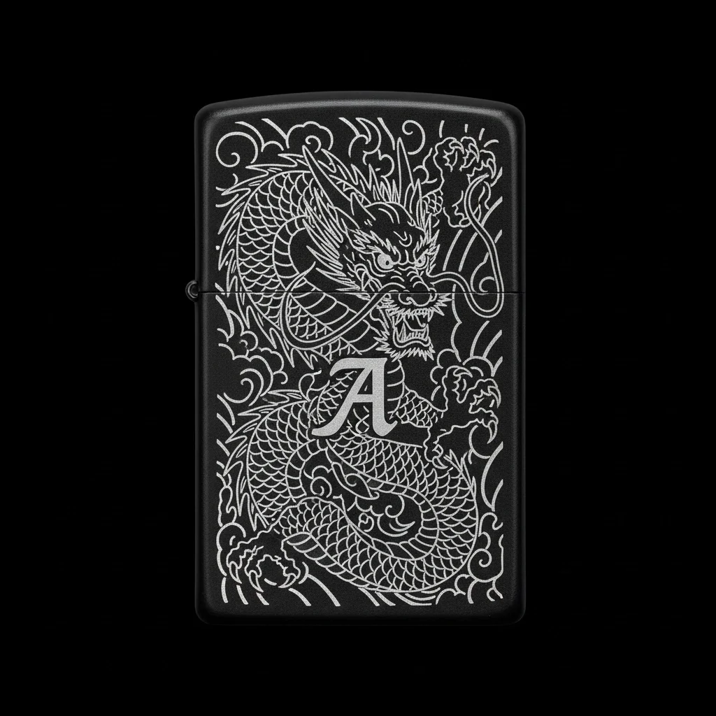 Zippo Ejderha Figürlü A Harfli Tasarım - V66