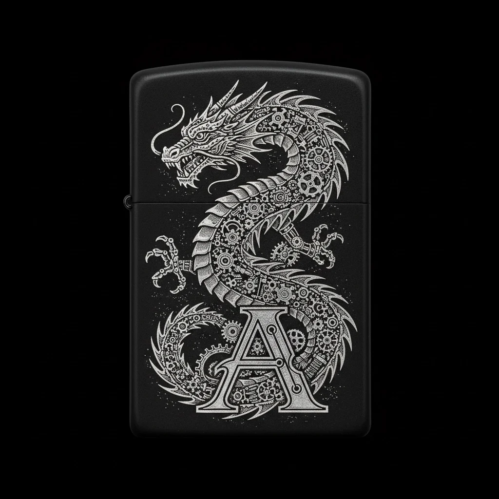 Zippo Ejderha Figürlü A Harfli Tasarım - V70