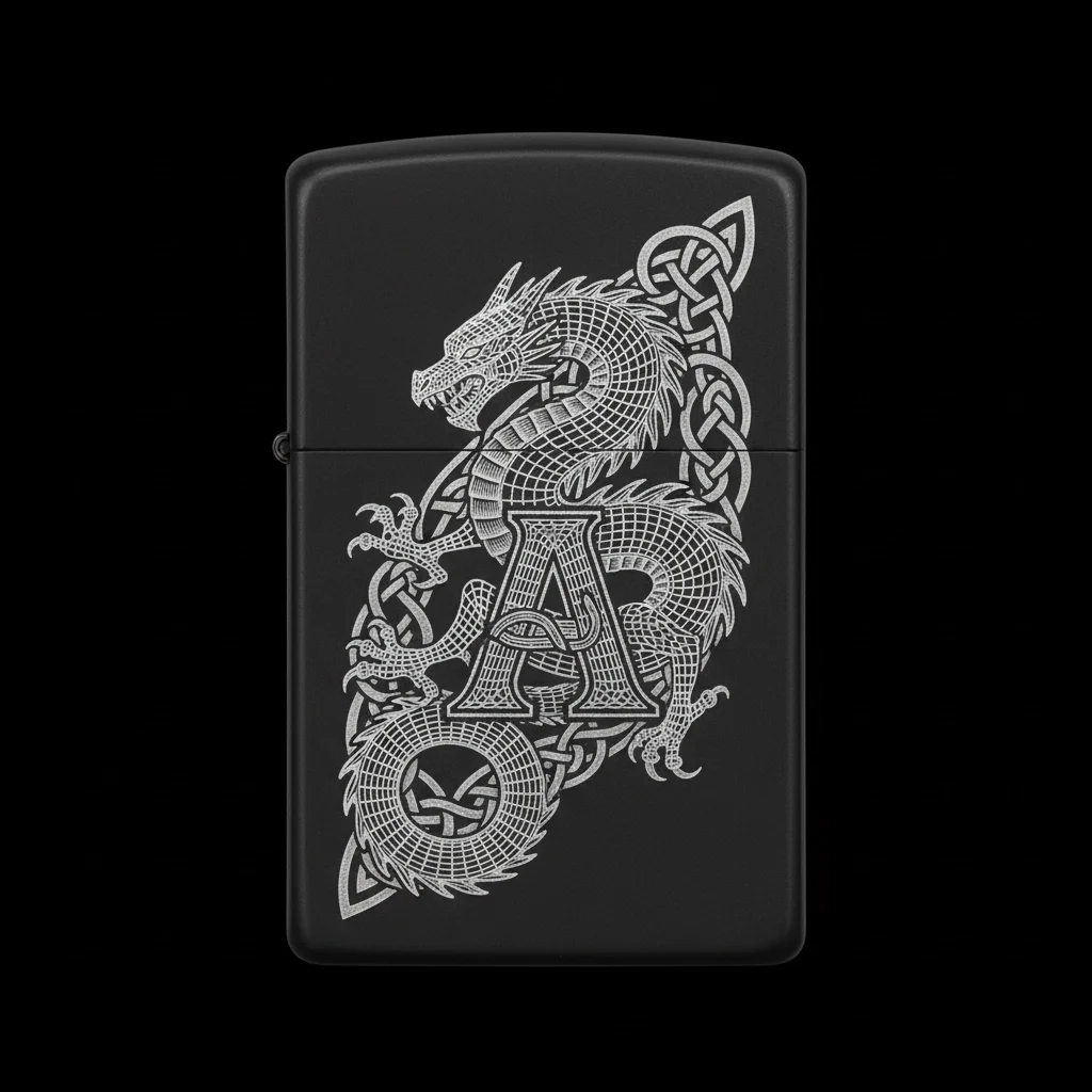 Zippo Ejderha Figürlü A Harfli Tasarım - V72