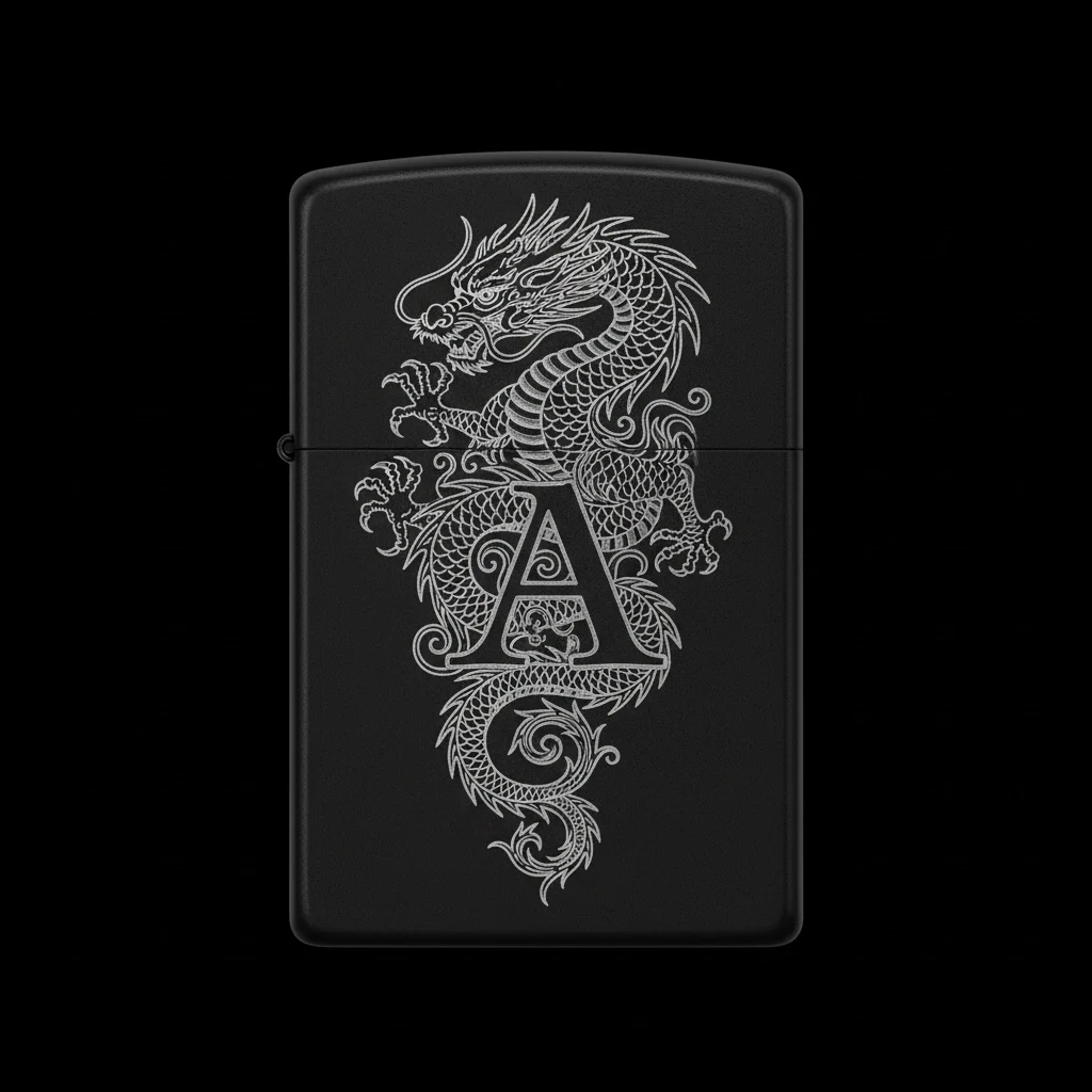 Zippo Ejderha Figürlü A Harfli Tasarım - V74