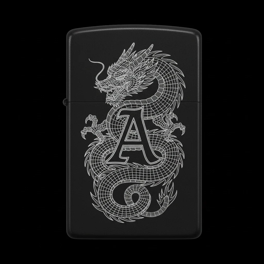 Zippo Ejderha Figürlü A Harfli Tasarım - V76