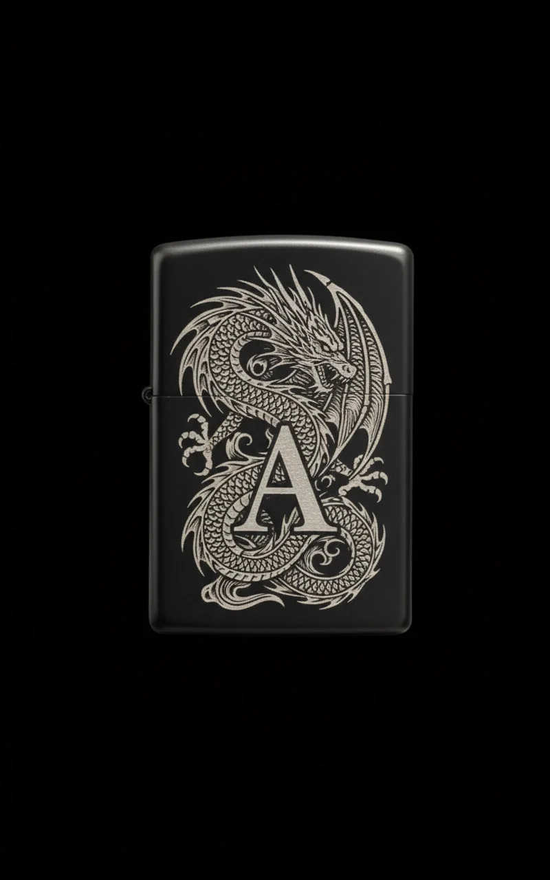 Zippo Ejderha Figürlü A Harfli Tasarım - V77