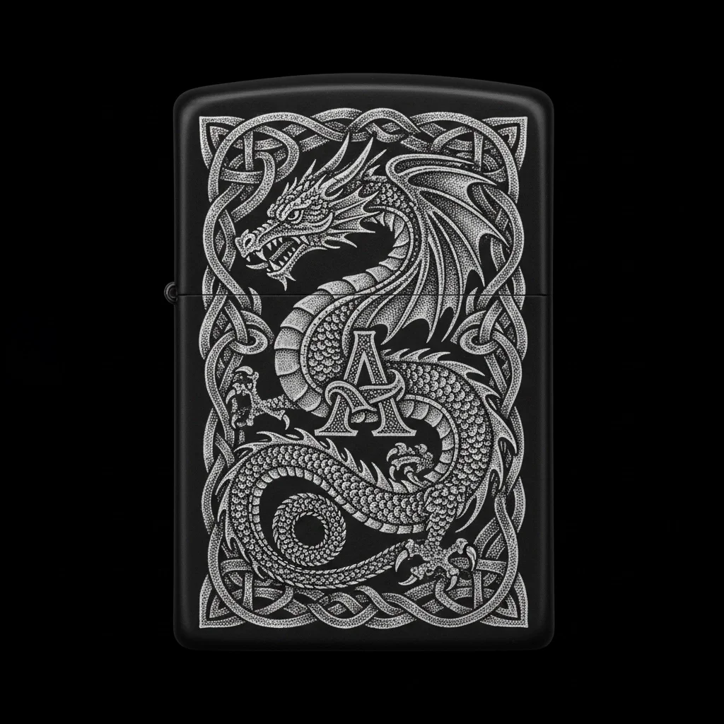 Zippo Ejderha Figürlü A Harfli Tasarım - V80