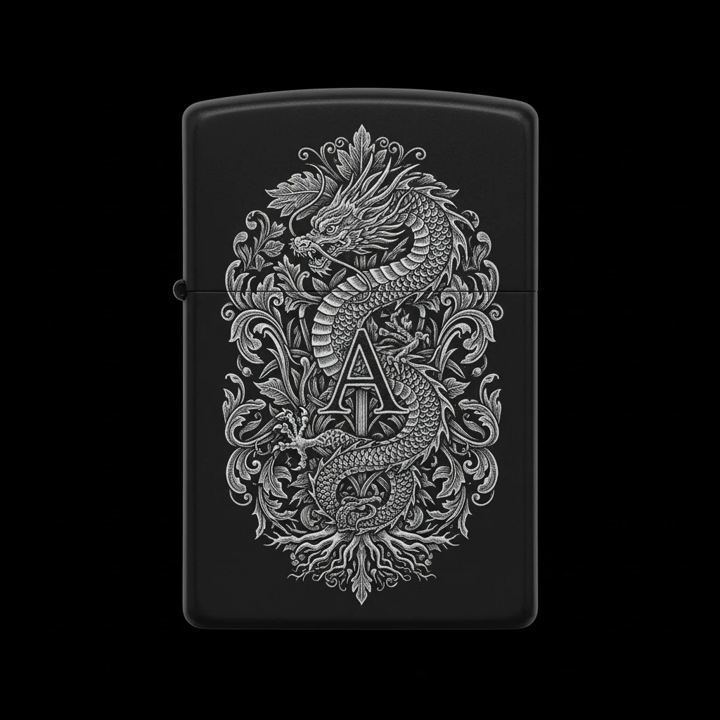 Zippo Ejderha Figürlü A Harfli Tasarım - V81