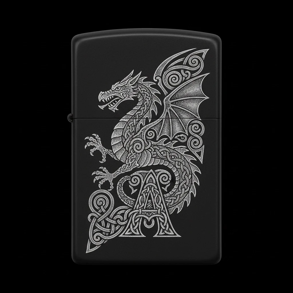 Zippo Ejderha Figürlü A Harfli Tasarım - V82