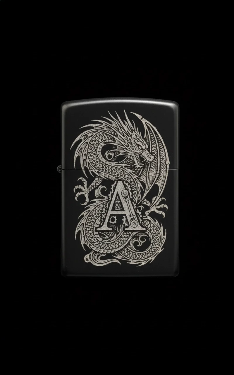 Zippo Ejderha Figürlü A Harfli Tasarım - V83