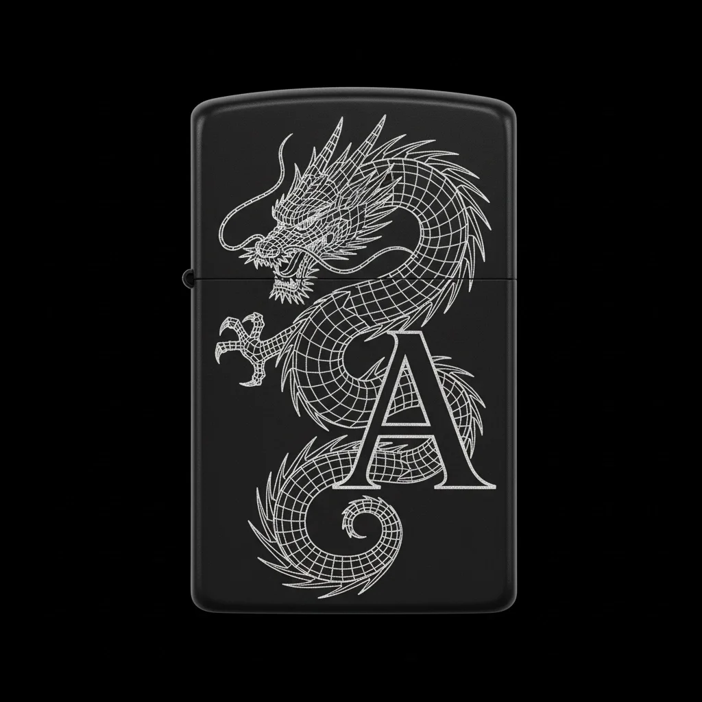 Zippo Ejderha Figürlü A Harfli Tasarım - V84