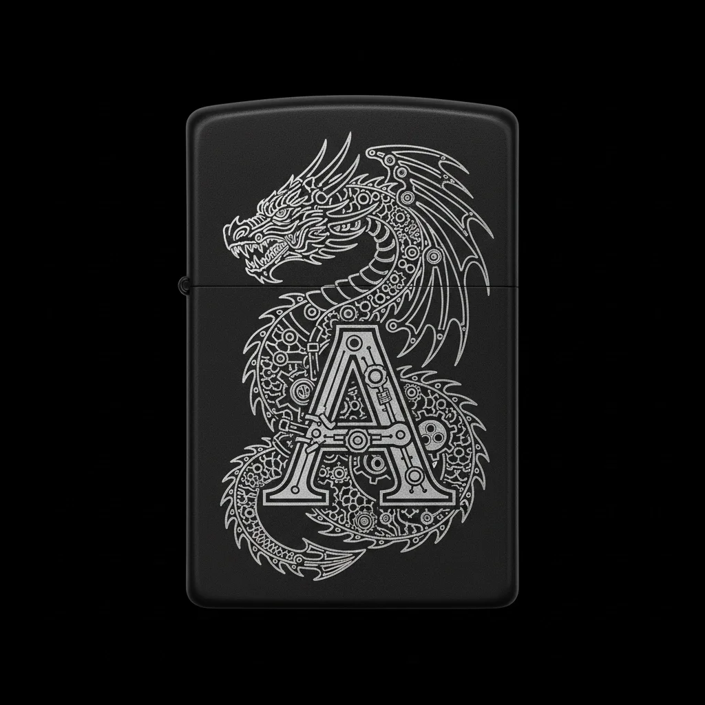 Zippo Ejderha Figürlü A Harfli Tasarım - V85