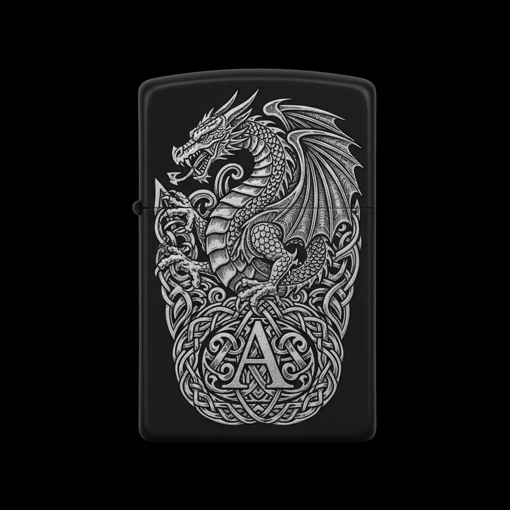 Zippo Ejderha Figürlü A Harfli Tasarım - V86