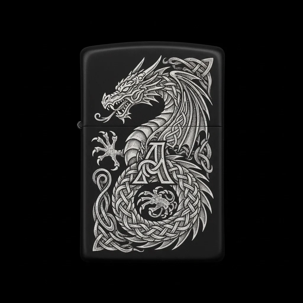 Zippo Ejderha Figürlü A Harfli Tasarım - V88