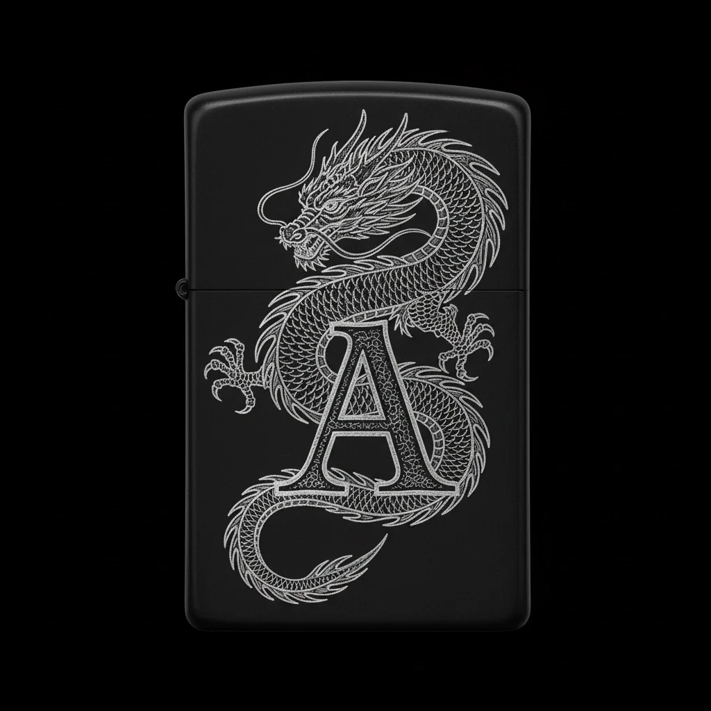 Zippo Ejderha Figürlü A Harfli Tasarım - V89
