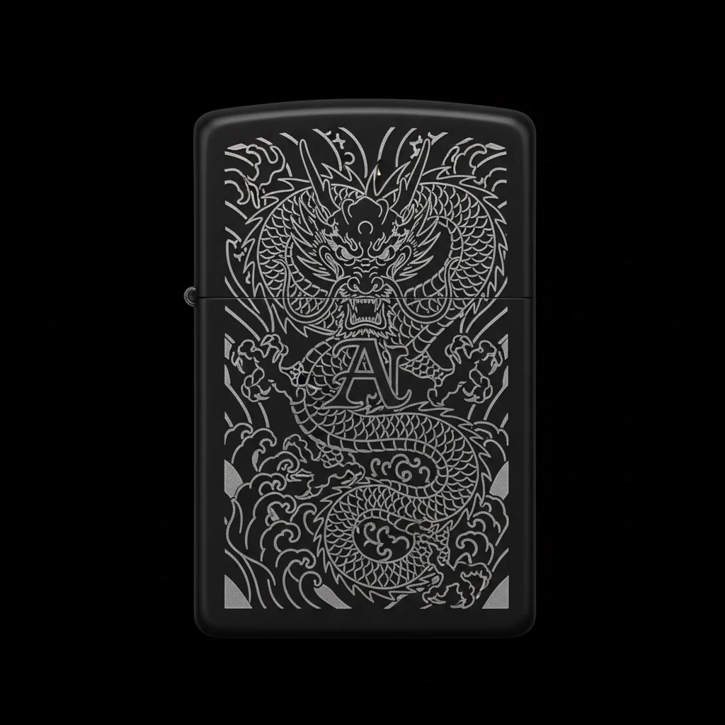 Zippo Ejderha Figürlü A Harfli Tasarım - V9