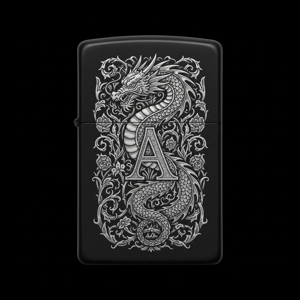 Zippo Ejderha Figürlü A Harfli Tasarım - V90