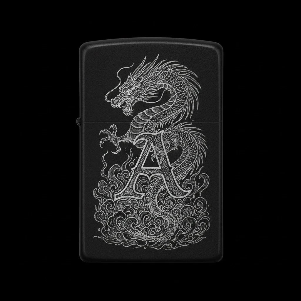 Zippo Ejderha Figürlü A Harfli Tasarım - V91