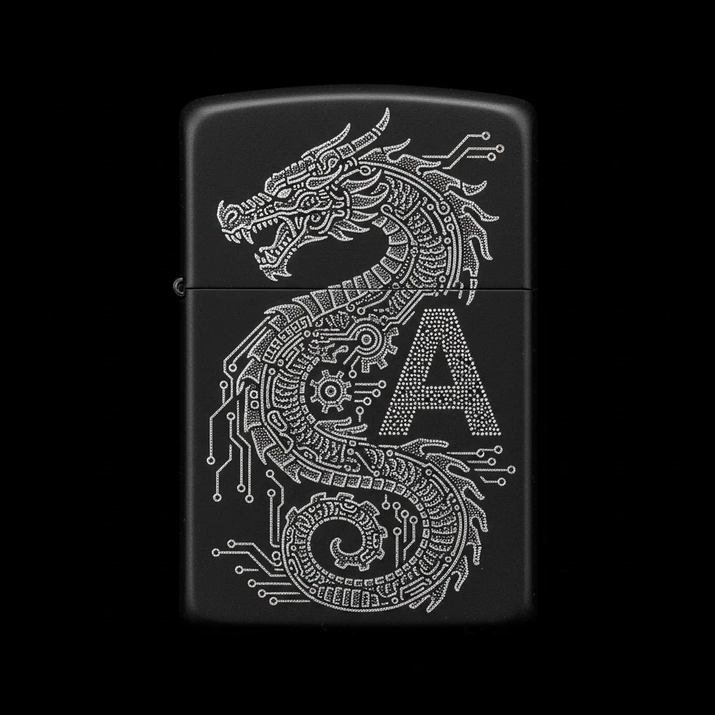 Zippo Ejderha Figürlü A Harfli Tasarım - V92