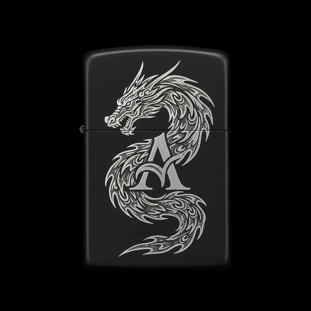 Zippo Ejderha Figürlü A Harfli Tasarım - V93