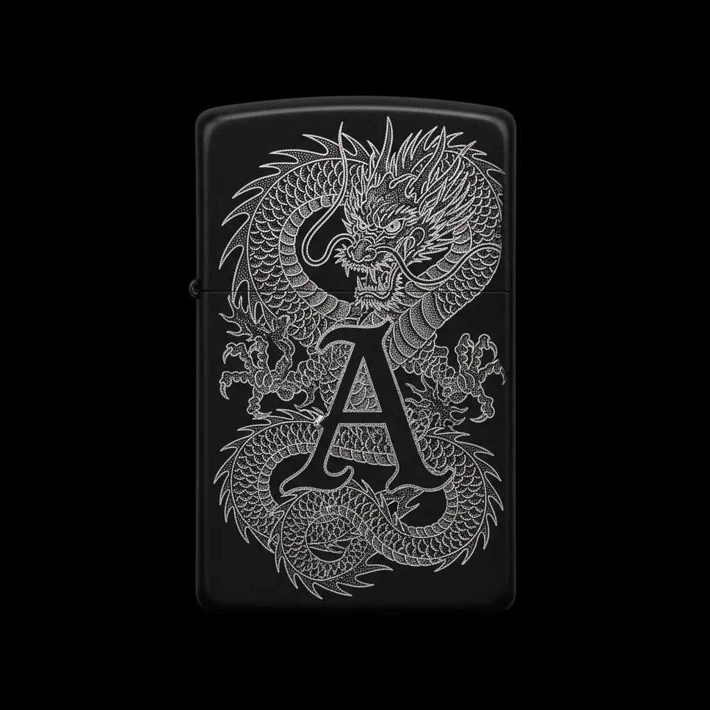Zippo Ejderha Figürlü A Harfli Tasarım - V94