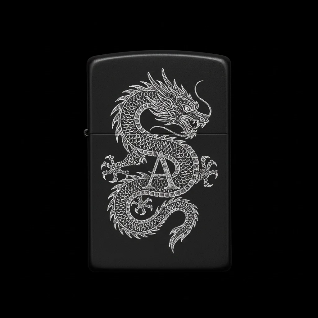 Zippo Ejderha Figürlü A Harfli Tasarım - V95