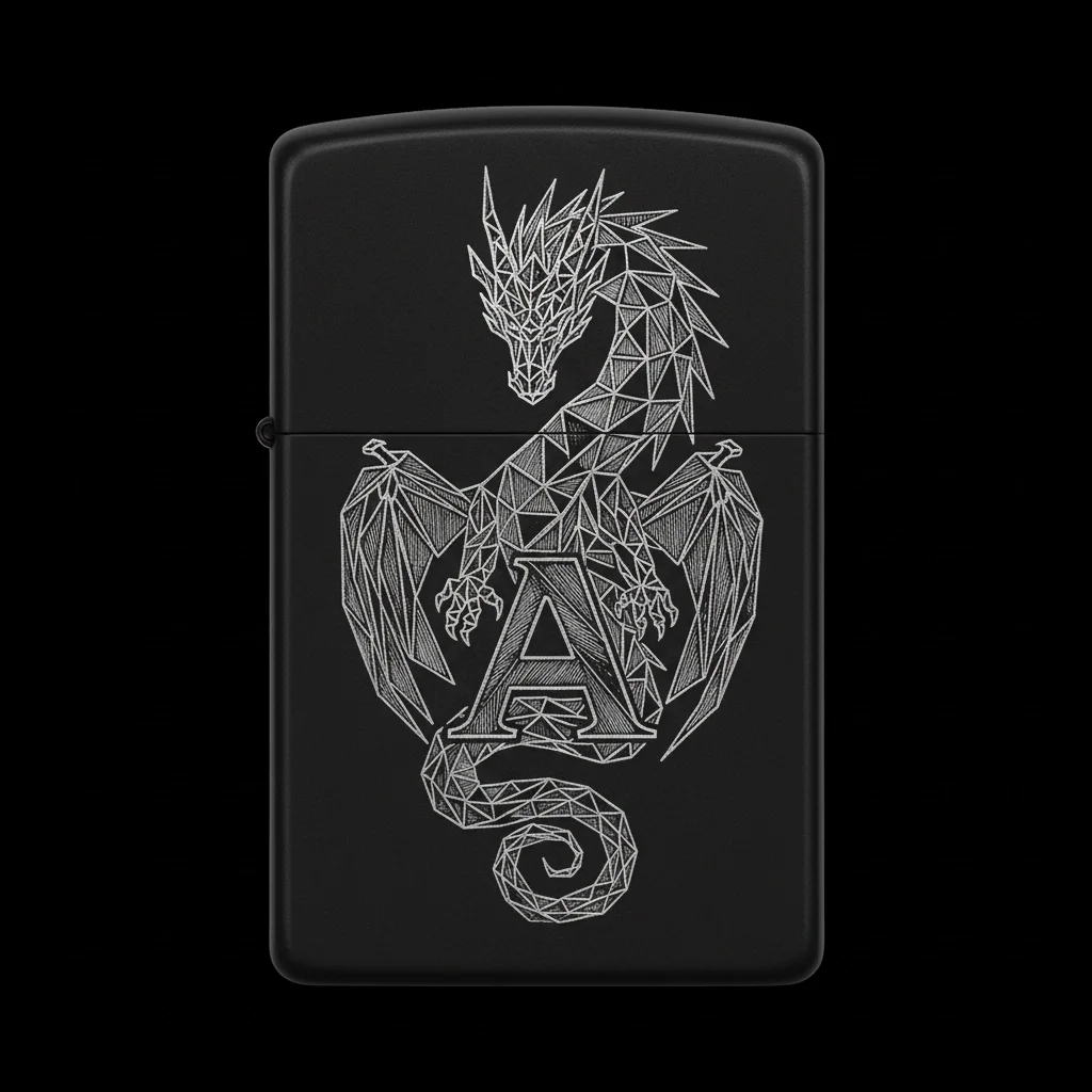 Zippo Ejderha Figürlü A Harfli Tasarım - V97