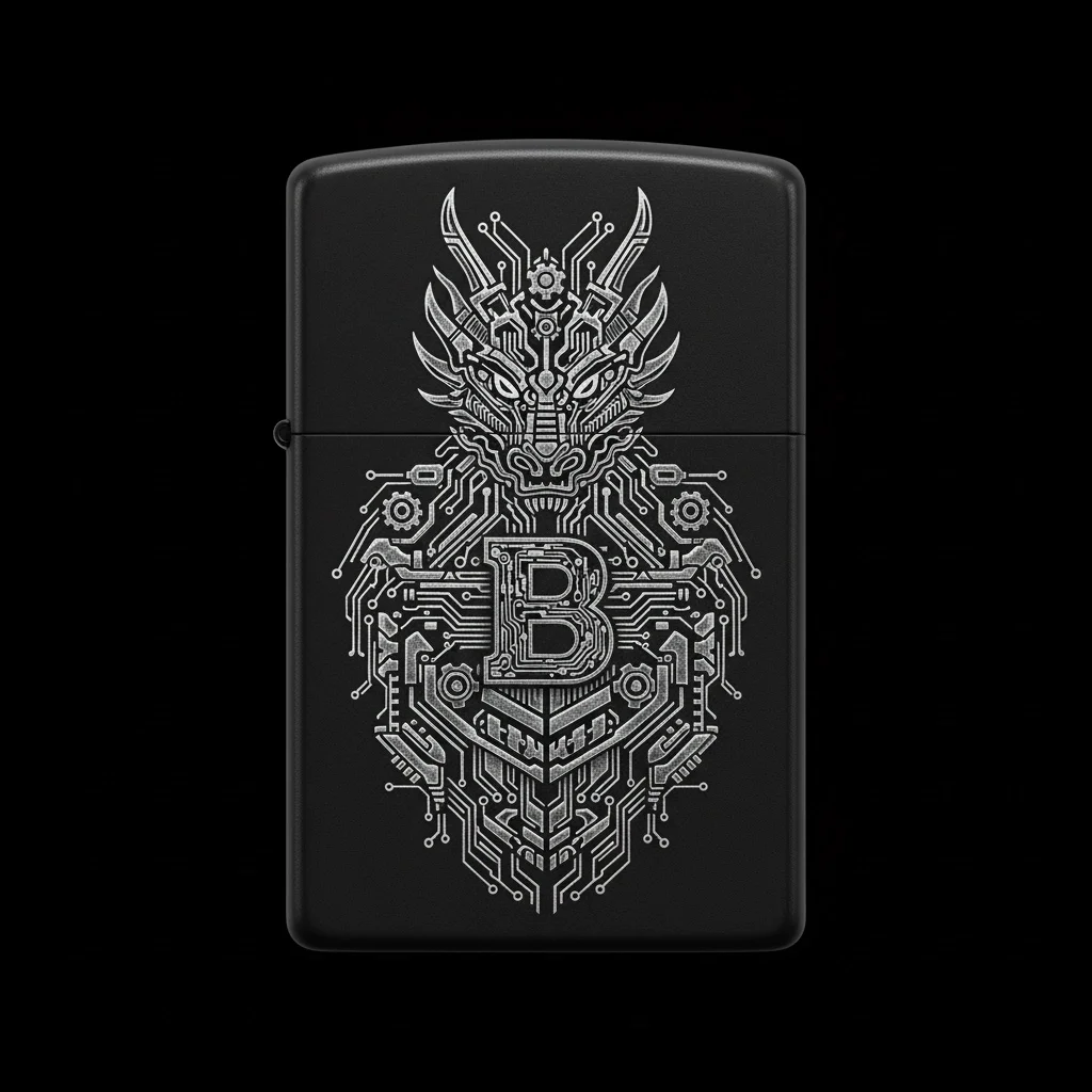 Zippo Ejderha Figürlü B Harfli Tasarım - V11