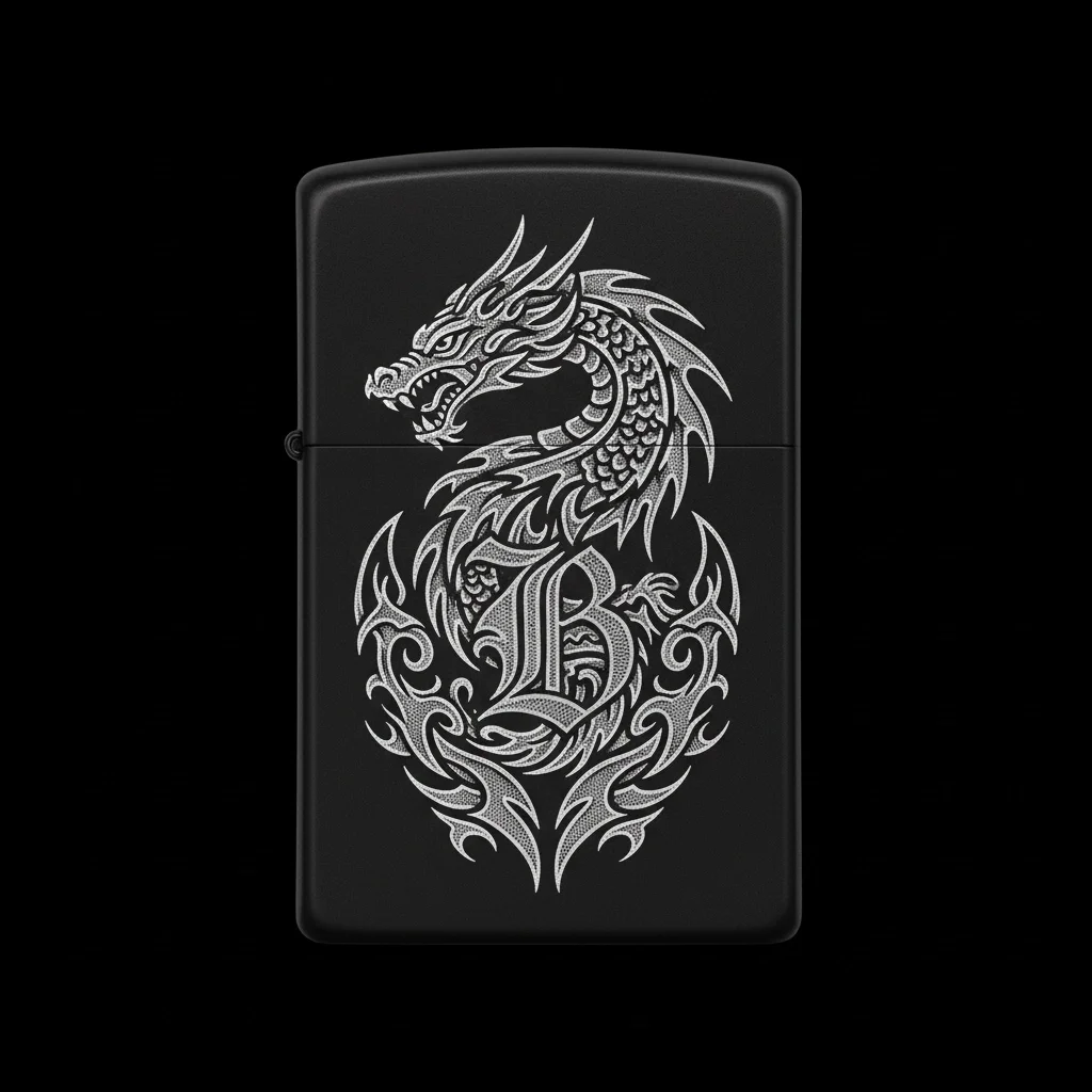 Zippo Ejderha Figürlü B Harfli Tasarım - V12