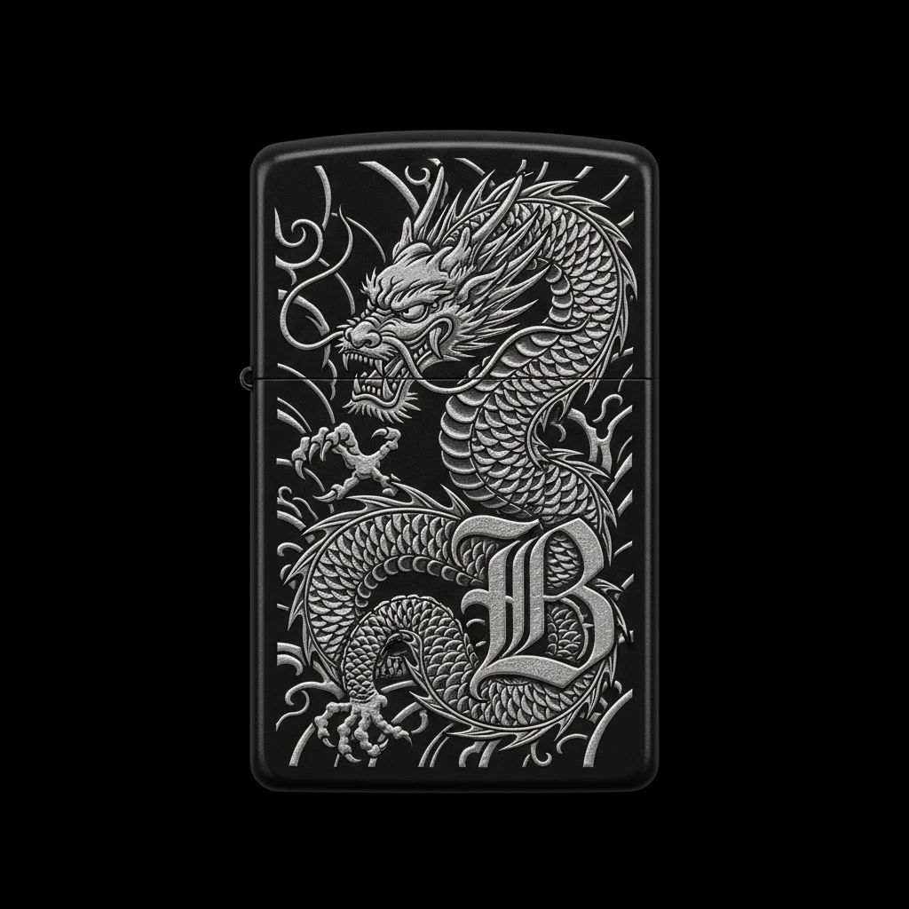 Zippo Ejderha Figürlü B Harfli Tasarım - V13
