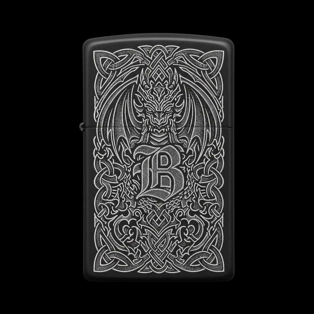 Zippo Ejderha Figürlü B Harfli Tasarım - V17